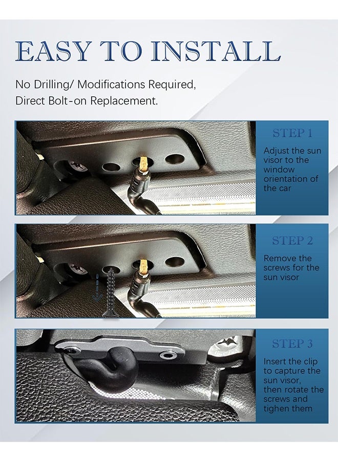 Peachjoy طقم إصلاح واقي الشمس لجيب، ملحقات إصلاح محور الواقي، متوافق مع جيب رانجلر JK 2018/ رانجلر JL 2018 2019 2021 2022 2023/ JT غلادييتور 2020 2021 2022 2023 (أسود) - Image 3