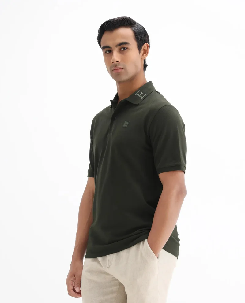 Rare Rabbit Men's Printed Collar Cotton Knitted Polo