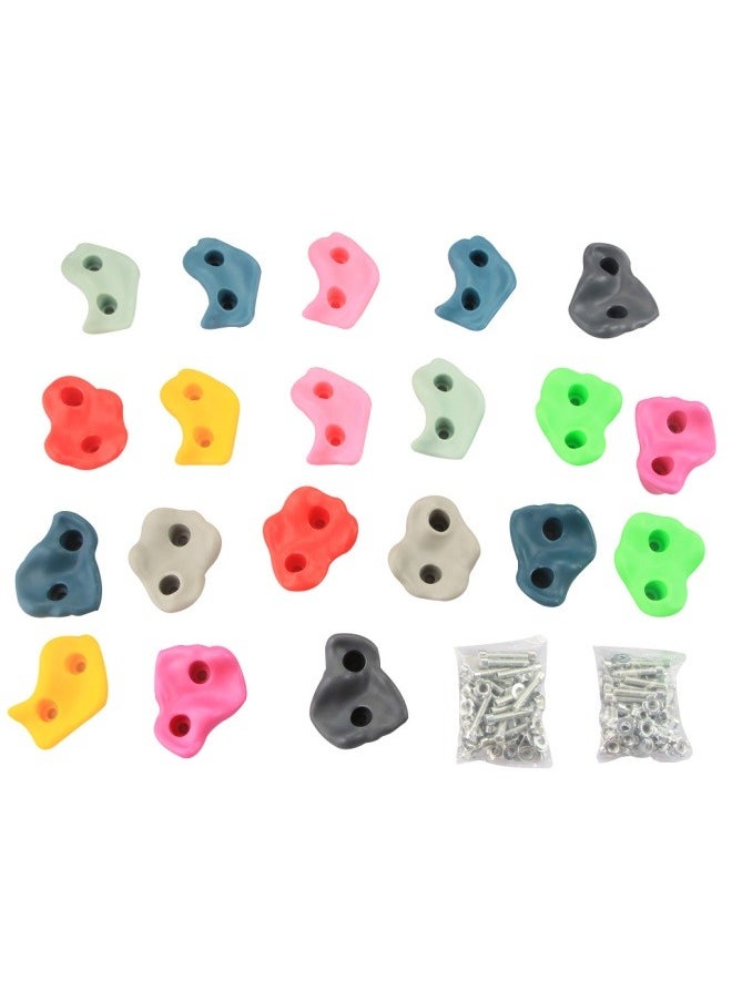 Generic Rock Climbing Holds for Kids, Deluxe Extra Large Climbing Rocks with Mounting Hardware, 20 Pcs DIY Rock Wall Indoor & Outdoor Playground Accessories Wall Climbing Kit - Ages 3+  - Image 2
