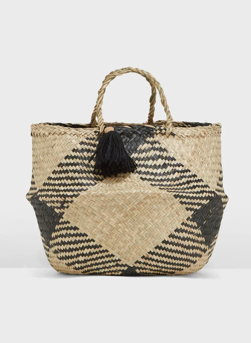 Sass & Belle Woven Basket With Tassel