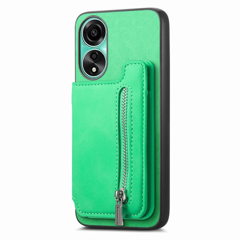 HuHa Case Cover For OPPO Reno11 Pro 5G Global Retro MagSafe Zipper Wallet Card Bag Back Phone Case(Green) - Image 2