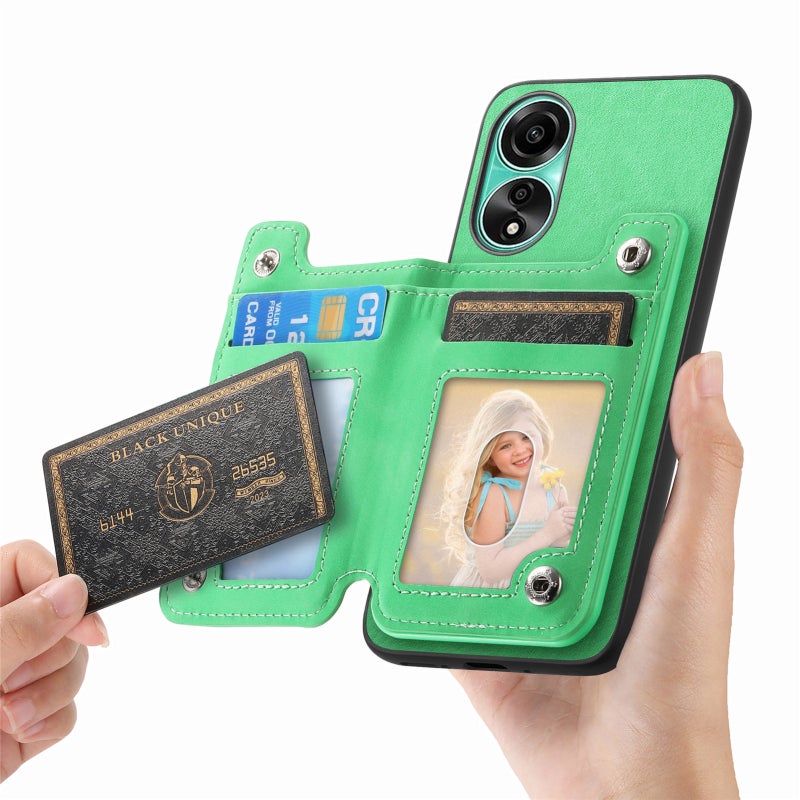 HuHa Case Cover For OPPO Reno11 Pro 5G Global Retro MagSafe Zipper Wallet Card Bag Back Phone Case(Green) - Image 4