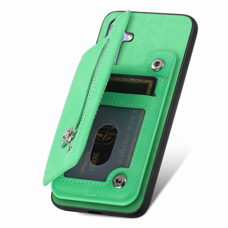 HuHa Case Cover For OPPO Reno11 Pro 5G Global Retro MagSafe Zipper Wallet Card Bag Back Phone Case(Green) - Image 3