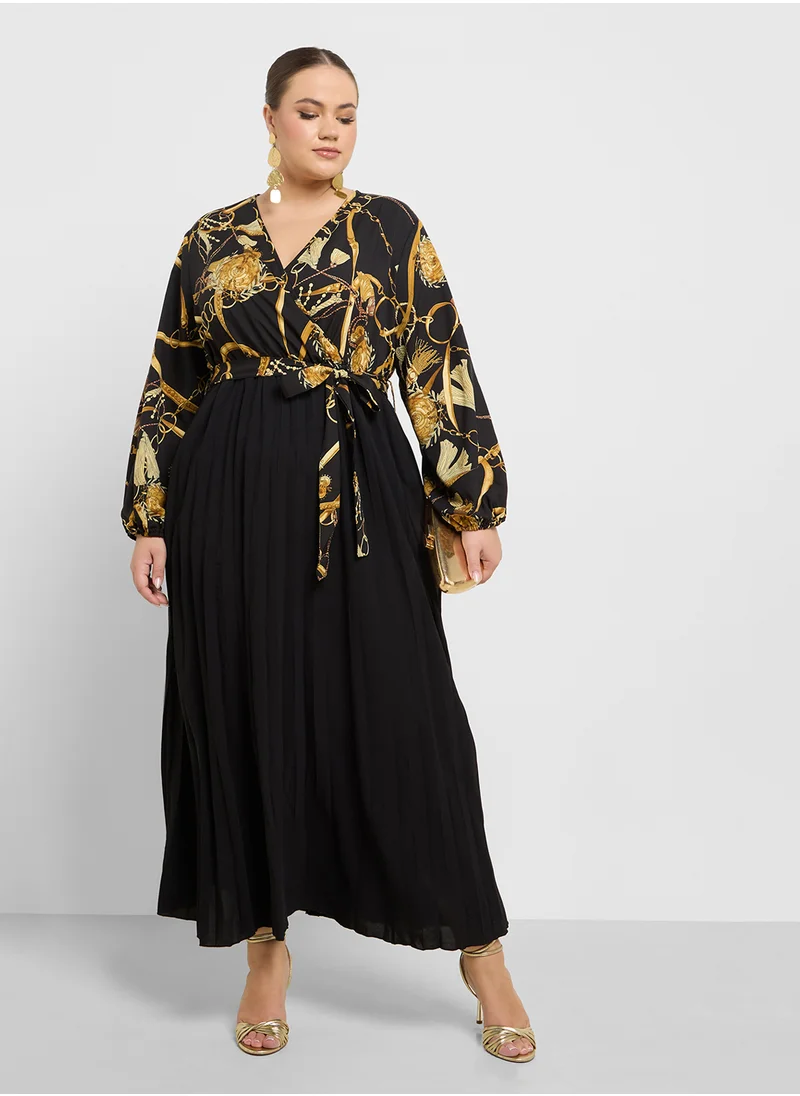 ايلا بلس Pleated Dress With Tie Detail