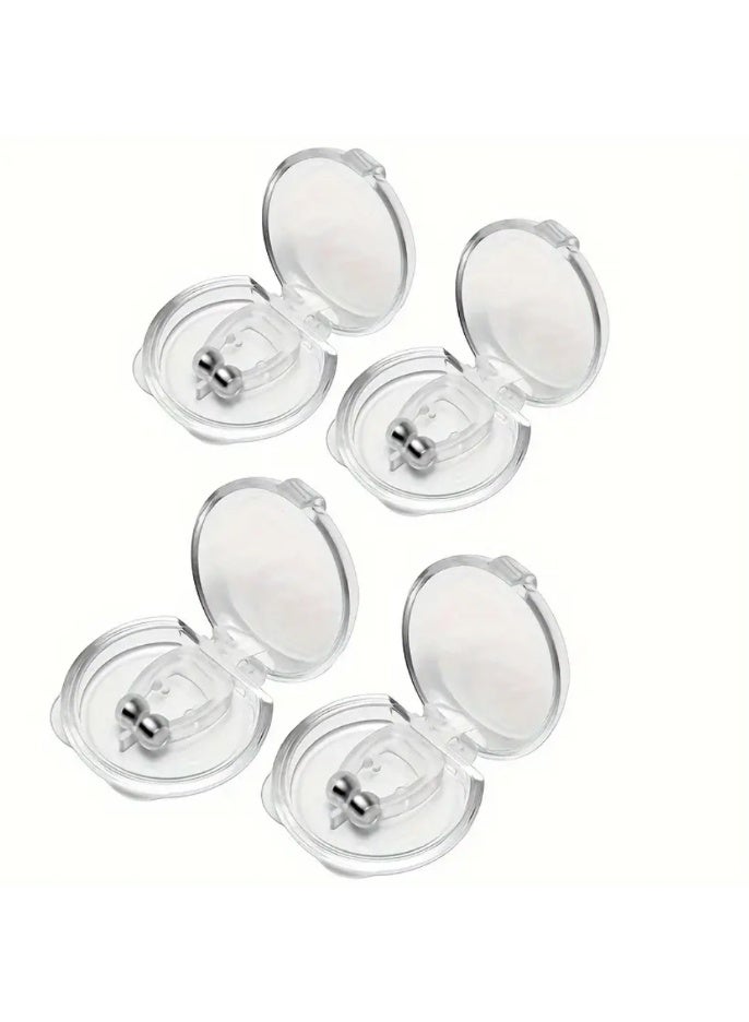 كوالتي 4 قطع من مشابك الأنف المضادة للشخير - سدادات شخير من السيليكون الناعم مع حقيبة سفر قابلة لإعادة الاستخدام وآمنة لتوسيع الأنف من أجل نوم وتنفس أفضل - Image 1