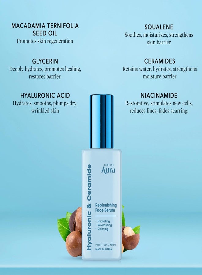 Radiant Aura Facial Serum with Hyaluronic Acid & Ceramide - Dermatologist Tested Korean Serum for Glowing Skin - Hydrating, Calming & Skin Barrier Repair - Suitable for Sensitive Skin - 2 Fl. Oz - Image 4