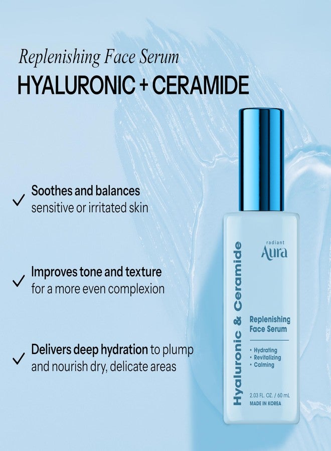 Radiant Aura Facial Serum with Hyaluronic Acid & Ceramide - Dermatologist Tested Korean Serum for Glowing Skin - Hydrating, Calming & Skin Barrier Repair - Suitable for Sensitive Skin - 2 Fl. Oz - Image 2