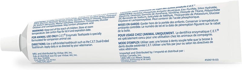 Virbac C.E.T. Enzymatic Toothpaste for Dogs and Cats, Vanilla Mint Flavor, 2.5 Oz Tube - Image 2
