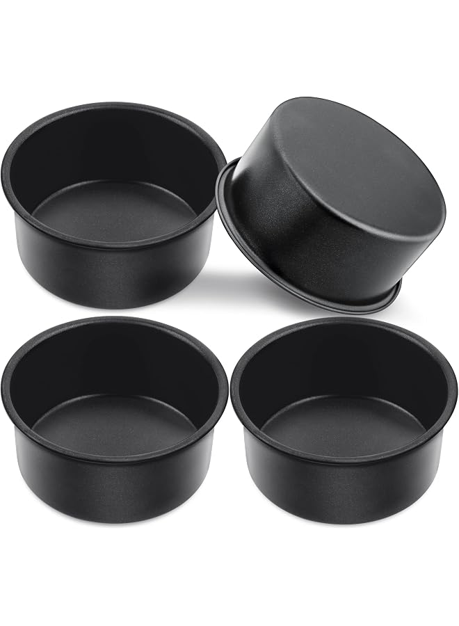 Set of 4 Non-Stick Round Cake Tins 10.2 cm for Wedding, Anniversary, Layer Cake, Stainless Steel Core and Non-Toxic Coating, 5.1 cm Deep
