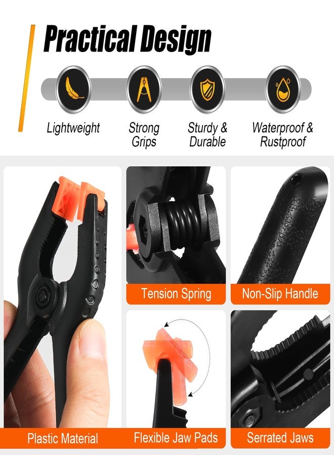 RELBRO Spring Clamps, 3.5 Inch Small Plastic Balloon Arch Clips, Heavy Duty, Black, 10 Pcs - Image 4