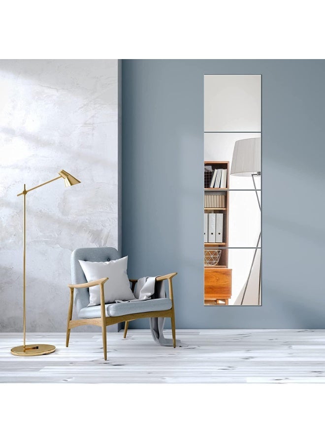 Full Length Wall Mirror, 4PCS Self Adhesive Wall Mounted Square Mirror Tiles, Frameless Mirror set for Home Office Bedroom Living Room Bathroom Door Gym (30 * 30cm) - Image 1