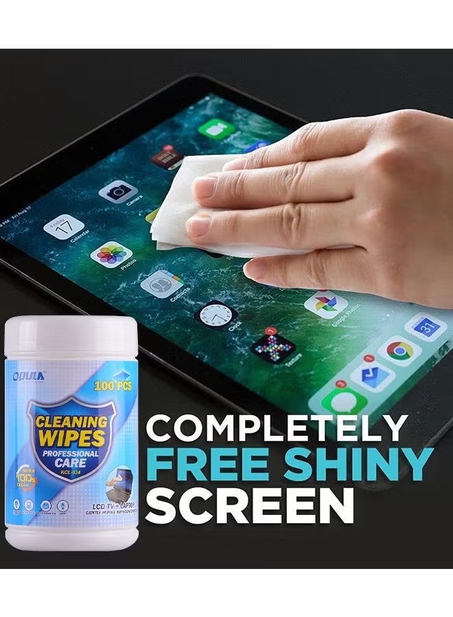 Opula 100PCS Monitor Wipes Pre-Moistened Computer Screen Wipes Electronics Cleaning Wipes For Camera Smart Watch Eyeglasses Tablets Lenses Laptop Screen Phones TV LCD Cleaner Wipes - Image 2