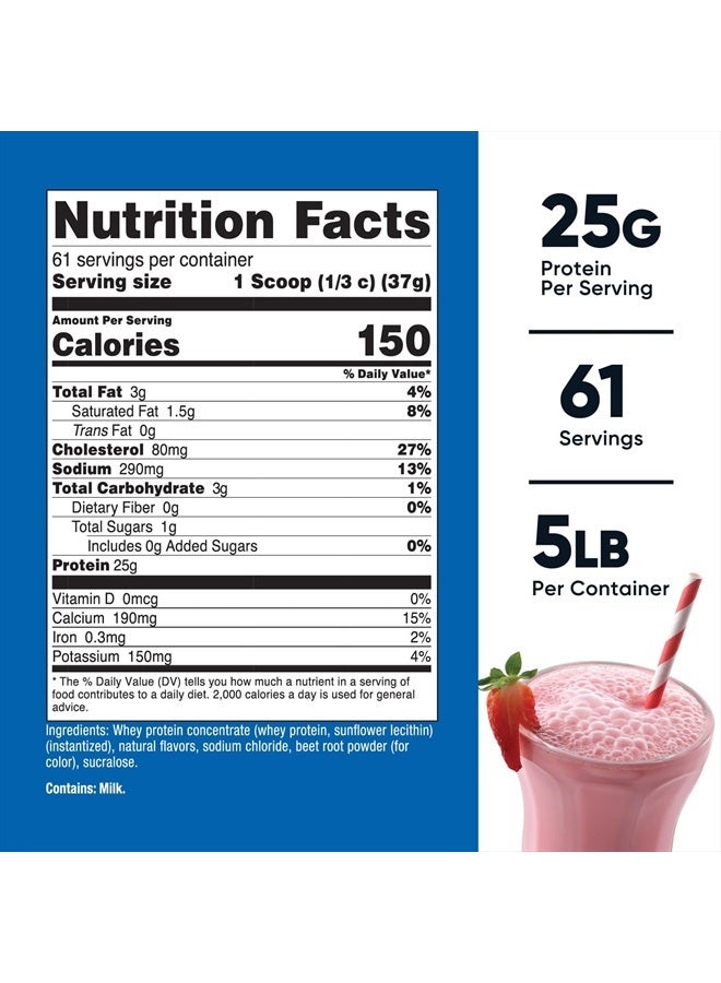 Nutricost مركز بروتين مصل اللبن (حليب الفراولة) 5 أرطال - خالي من الغلوتين وغير معدّل وراثيًا - Image 2