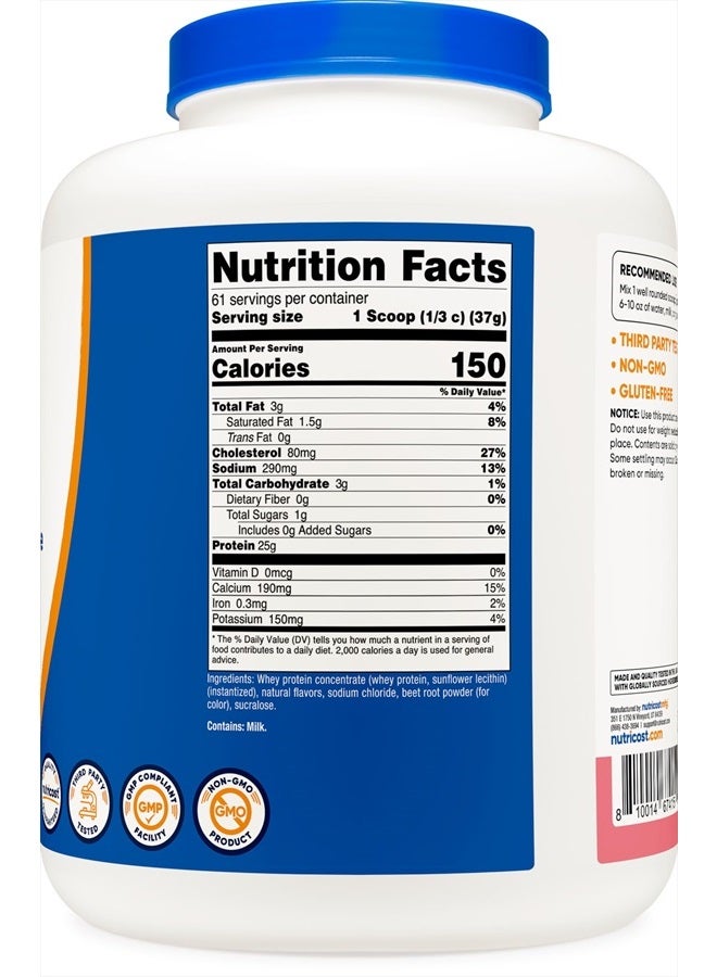 Nutricost مركز بروتين مصل اللبن (حليب الفراولة) 5 أرطال - خالي من الغلوتين وغير معدّل وراثيًا - Image 5