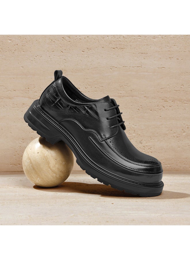 Septwolves Top Grain Leather】2025 Autumn New Men's Derby Shoes, Round Toe Brogue, Light Luxury Business Casual Leather Shoes - Image 4