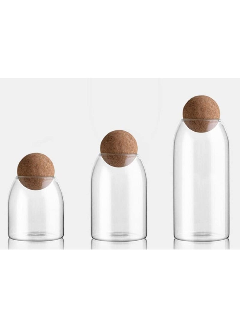 BLOOMING TIME 3-Piece Food Storage With Cork Ball Lid Clear - Image 2