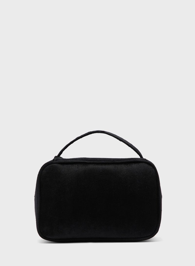 Velvet Top Handle Cosmetic Bag