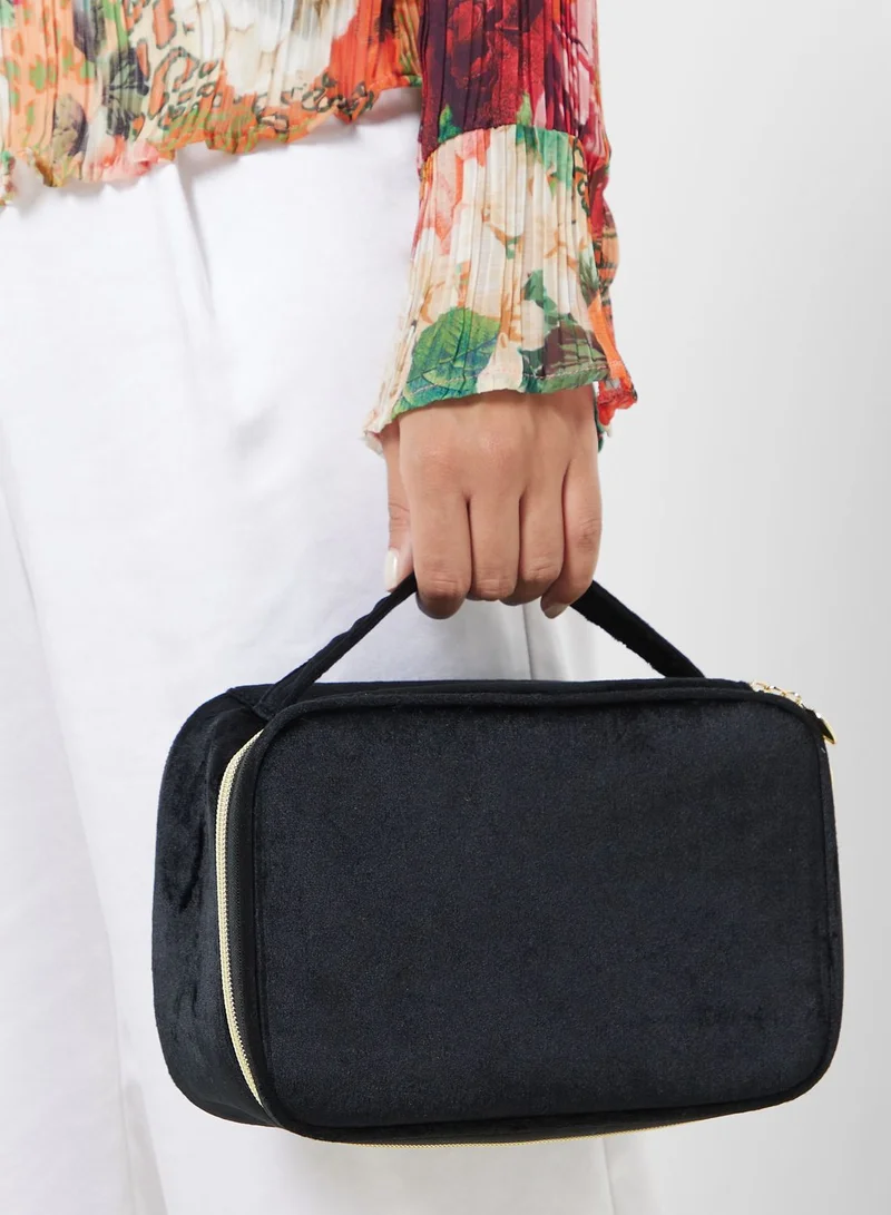 ELLA Velvet Top Handle Cosmetic Bag