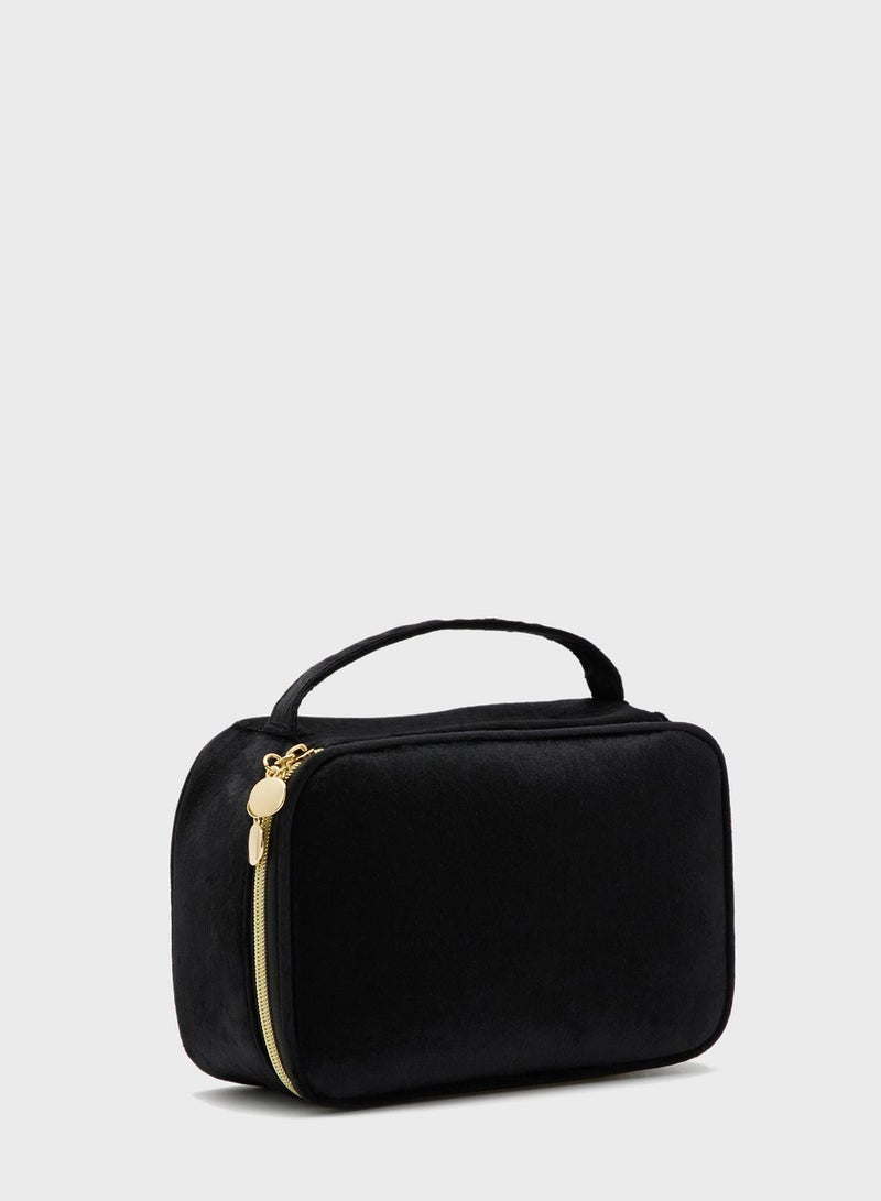 Velvet Top Handle Cosmetic Bag