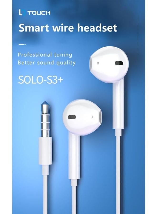 IQ TOUCH IQ TOUCH SOLO-S3+ Wired Stereo Earphone With 3.5mm Jack, White  - Image 2