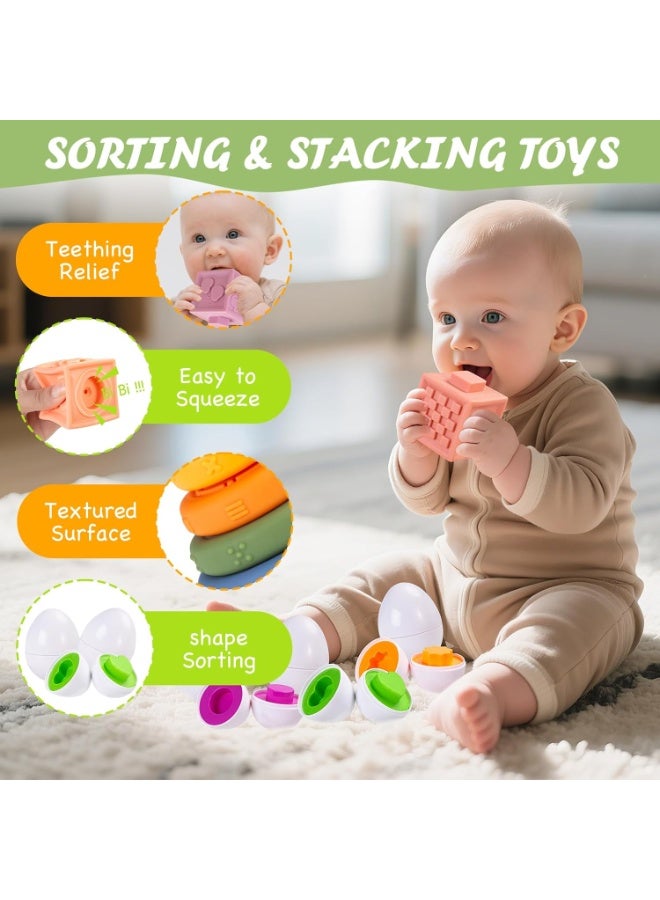 م.ا & ف'س ألعاب أطفال 6 في 1 بعمر 18 شهرًا فأكثر، ألعاب مونتيسوري للأطفال بعمر 18 شهرًا فأكثر، لعبة تسنين للأطفال الرضع، مكعبات قابلة للتكديس، حلقات، صندوق حسّي، فرز، هدية تعليمية حسية للأطفال الصغار بعمر 18 عامًا فأكثر - Image 5