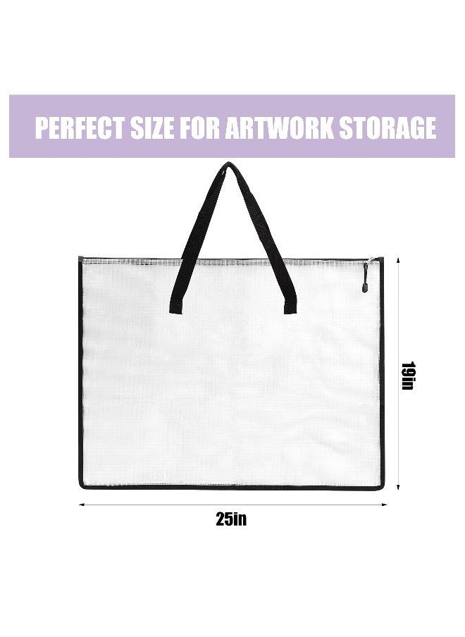 Generic 2 Pack Art Portfolio Case, Portfolio Folder for Artwork, Posters Storage Bag with Zipper and Handle Mesh Folder Organizers for Poster, Scrapbook, Keepsake and Bulletin Board(19x25 in)  - Image 2