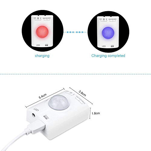 LUXJET 1M Rechargeable Motion Sensor Wardrobe Light, Flexible LED Strip with 30LED, PIR and Light Sensor, Warmwhite Night Light for Wall Closet Cabinet (1mr) - Image 4