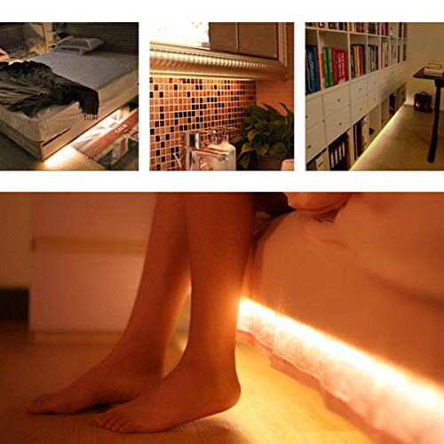 LUXJET 1M Rechargeable Motion Sensor Wardrobe Light, Flexible LED Strip with 30LED, PIR and Light Sensor, Warmwhite Night Light for Wall Closet Cabinet (1mr) - Image 2