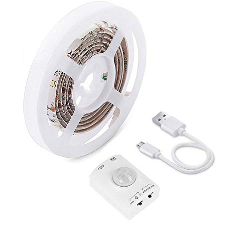 LUXJET 1M Rechargeable Motion Sensor Wardrobe Light, Flexible LED Strip with 30LED, PIR and Light Sensor, Warmwhite Night Light for Wall Closet Cabinet (1mr) - Image 5