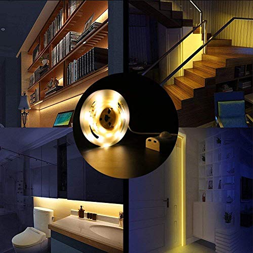 LUXJET 1M Rechargeable Motion Sensor Wardrobe Light, Flexible LED Strip with 30LED, PIR and Light Sensor, Warmwhite Night Light for Wall Closet Cabinet (1mr) - Image 3