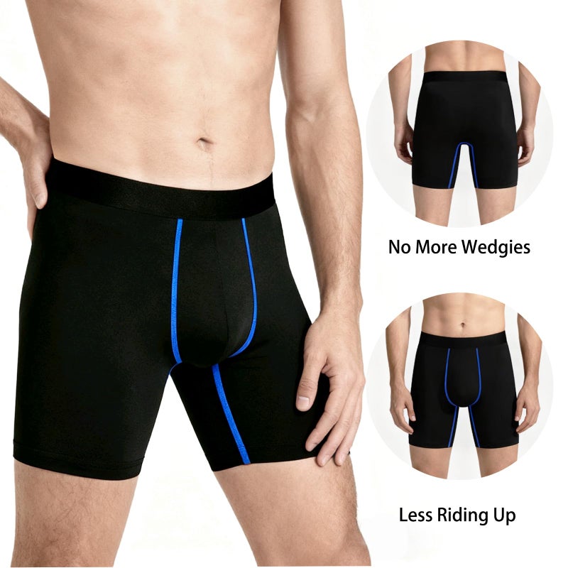 BIRDDIE 5 Pack Men's Boxer Briefs, Long Leg & Regular Leg, Soft, Breathable, Quick-Dry Underwear for Men Black - Image 4