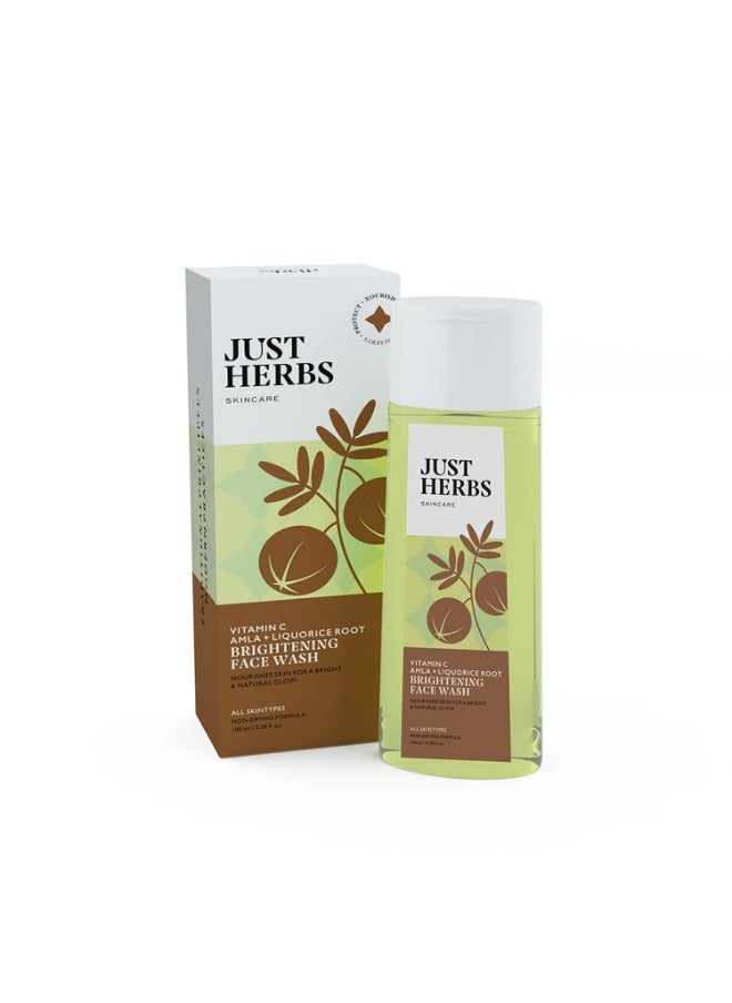 Just Herbs Brightening Face Wash with Vitamin C Amla & Liquorice Root for Men & Women | Hydrates Skin, Reduces Hyperpigmentation & Maintains pH Level | Suits All Skin Types- 50 gm  - Image 1
