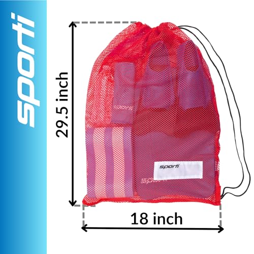 Sporti Swim Mesh Bag – Breathable Drawstring Swim Gear Bag with Quick-Dry Mesh, Durable Toggle Closure, Spacious Storage for Pool, Beach & Gym – Ideal for Swimmers & Water Sports - Red - Image 5