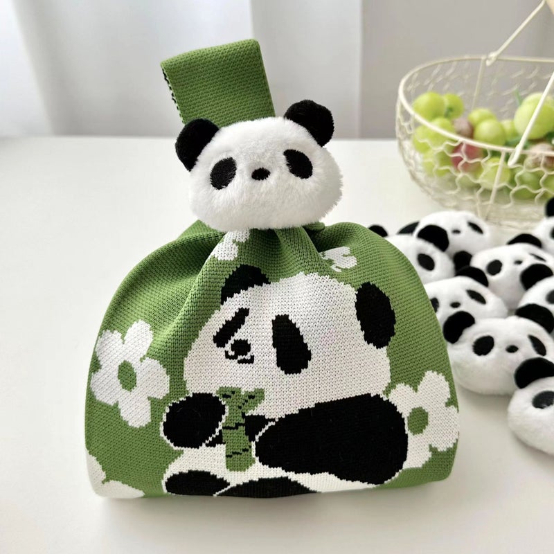 Kuanzhai Alley Surrounding Accompanying Gift New Chengdu Panda Grandpa Knitted Bag Girl'S Bag Woven Handbag - Image 2