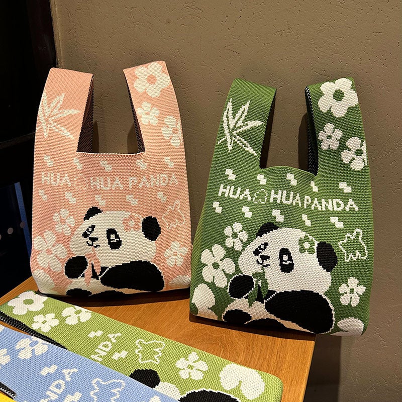 Kuanzhai Alley Surrounding Accompanying Gift New Chengdu Panda Grandpa Knitted Bag Girl'S Bag Woven Handbag - Image 4