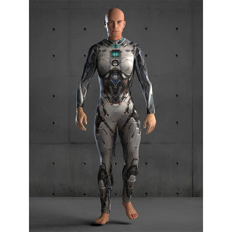 Y&D Cyborg Robot Bodysuit Halloween Group Couples Costumes Full Body Catsuit Scary Costume Men's Women's Boys' Kid's Adults' Performance Party Club Halloween Carnival Day of the Dead Easy - Image 1