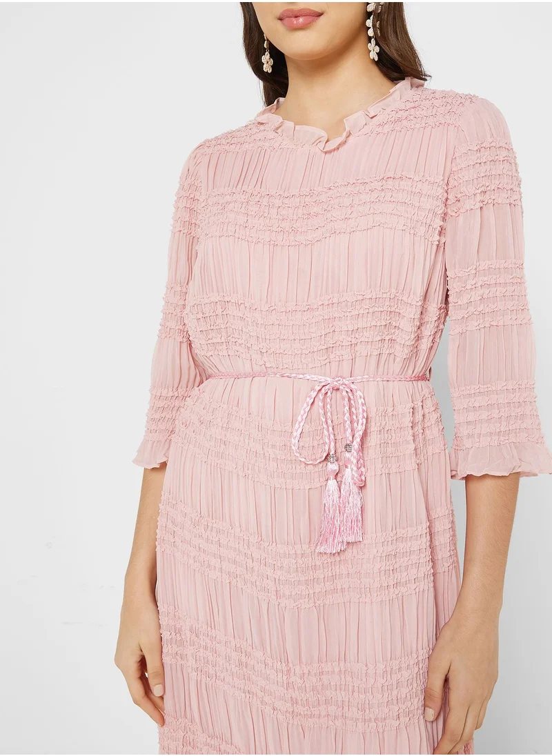 Jovonna London Mesh Lettuce Detail Dress