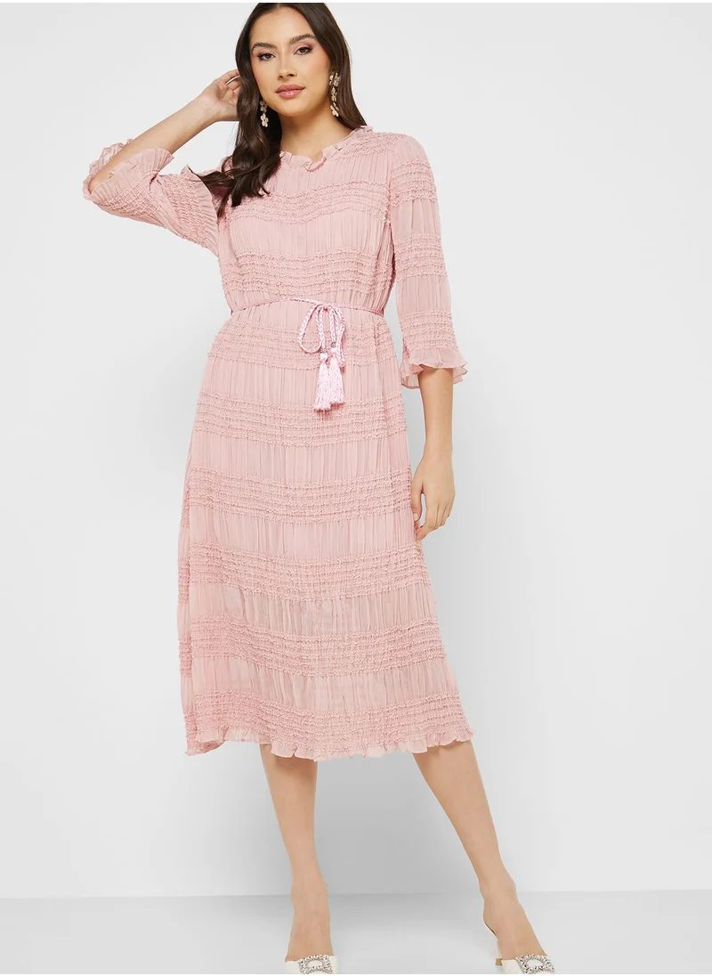Jovonna London Mesh Lettuce Detail Dress
