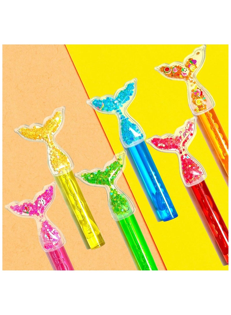 SYOSI 24Pcs Party Bubbles Mermaid Mini Bubbles Party Favors Glitter Mermaid Tail Bubble Wands Cute Mermaid Bubble Wand Classroom Prizes Goodie Bag Stuffers Gift - Image 5