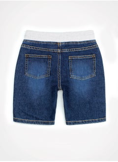 Web Denim Web Denim Elastic Waistband With Drawstring Yellow Printed Cotton Denim Shorts Comfortable Textured Regular Boy's Shorts Stylish Shorts  - Image 2
