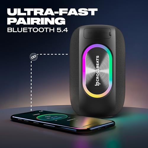 CrossBeats Jam Box 20W Karaoke mic with Speaker,Portable Bluetooth Party Speaker with Wireless mic, RGB Lights,12H Playtime, Deep Bass, IPX5 Waterproof, USB/SD Card, Home Singing Audio Device(Black) - Image 3