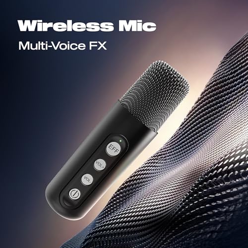 CrossBeats Jam Box 20W Karaoke mic with Speaker,Portable Bluetooth Party Speaker with Wireless mic, RGB Lights,12H Playtime, Deep Bass, IPX5 Waterproof, USB/SD Card, Home Singing Audio Device(Black) - Image 5