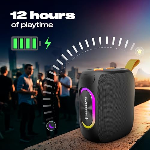 CrossBeats Jam Box 20W Karaoke mic with Speaker,Portable Bluetooth Party Speaker with Wireless mic, RGB Lights,12H Playtime, Deep Bass, IPX5 Waterproof, USB/SD Card, Home Singing Audio Device(Black) - Image 4
