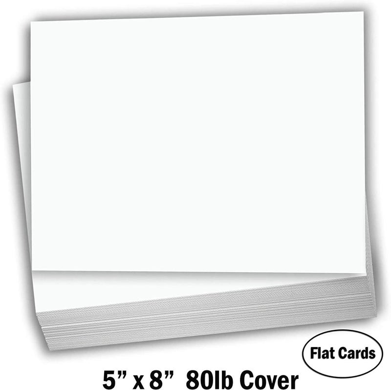Hamilco Blank Index Cards 5 x 8 Card Stock 80lb Cover White Cardstock Paper - 100 Pack - Image 2