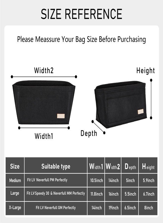 OAikor Purse Organizer Insert with Base Shaper,Felt Tote Bag Organizer Insert Compatible with neverfull MM,C.oach City 33,G.oyard SaintLouis PM and More,Bag Inner Shaper for Luxury Bags,Red/L - Image 2