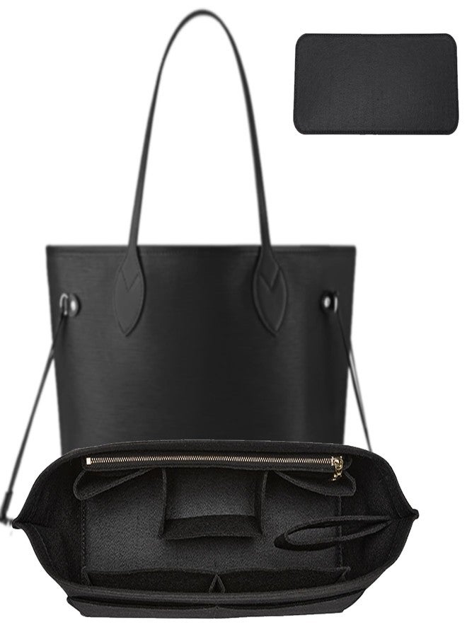 OAikor Purse Organizer Insert with Base Shaper,Felt Tote Bag Organizer Insert Compatible with neverfull MM,C.oach City 33,G.oyard SaintLouis PM and More,Bag Inner Shaper for Luxury Bags,Red/L - Image 1