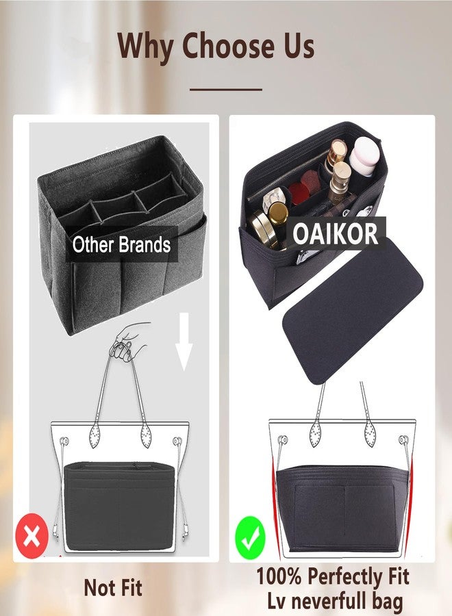 OAikor Purse Organizer Insert with Base Shaper,Felt Tote Bag Organizer Insert Compatible with neverfull MM,C.oach City 33,G.oyard SaintLouis PM and More,Bag Inner Shaper for Luxury Bags,Red/L - Image 4