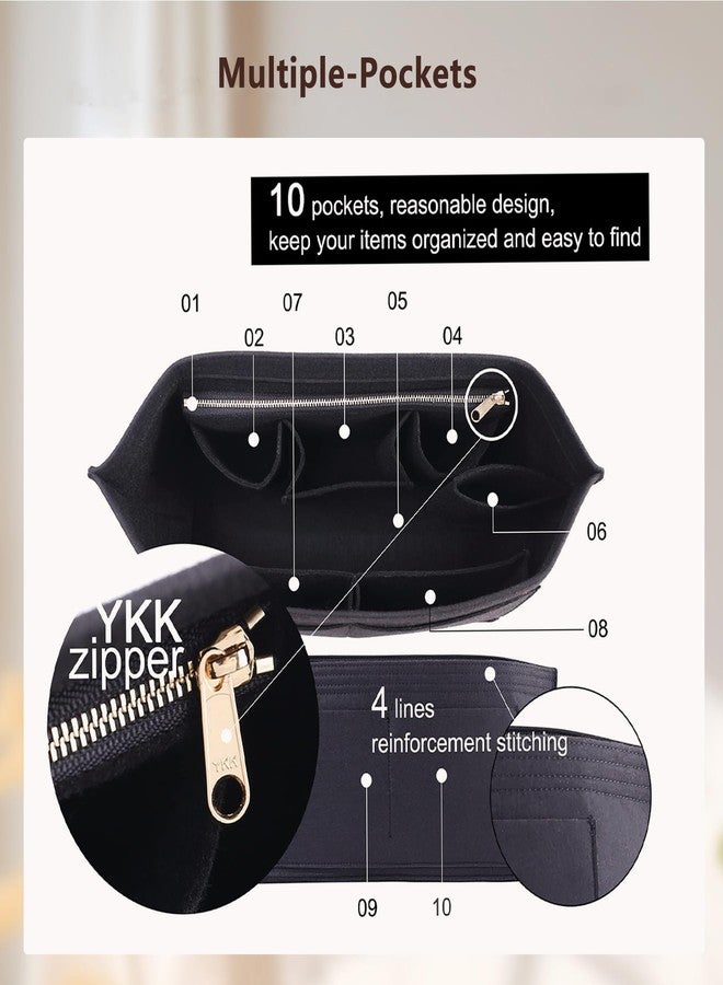 OAikor Purse Organizer Insert with Base Shaper,Felt Tote Bag Organizer Insert Compatible with neverfull MM,C.oach City 33,G.oyard SaintLouis PM and More,Bag Inner Shaper for Luxury Bags,Red/L - Image 5