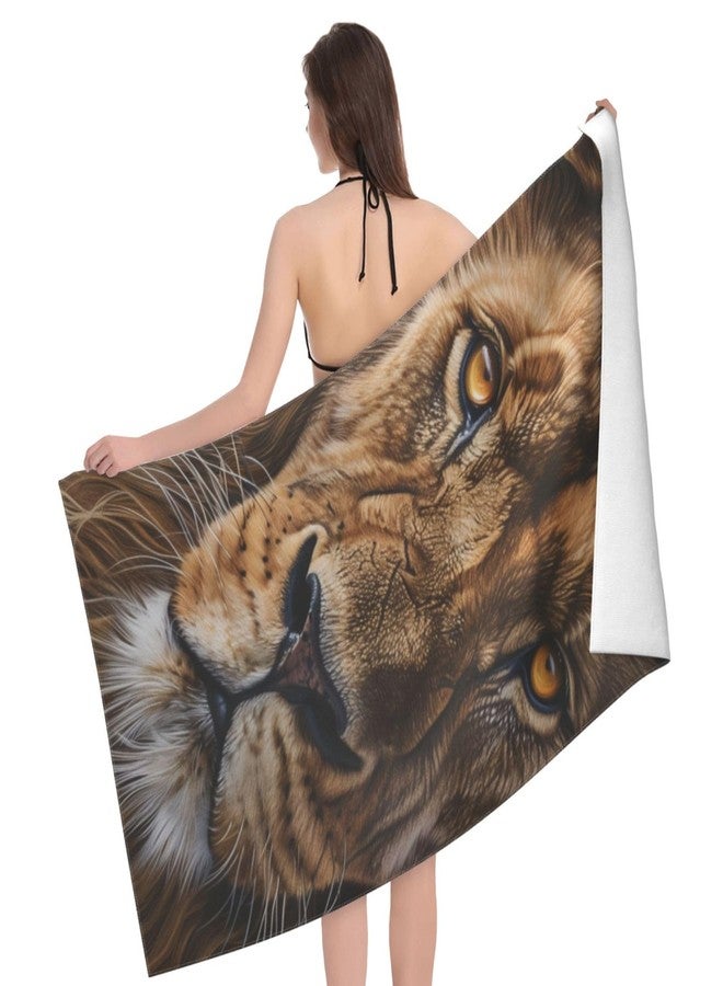 MIEPOS Cool Lion Beach Towel,32x52in,Quick-Dry Sand-Free Animal Bath Towels,Microfiber Lightweight for Travel Pool Yoga Beach Outdoor Activities Decor Accessories Gifts (Cool Lion Face) - Image 2