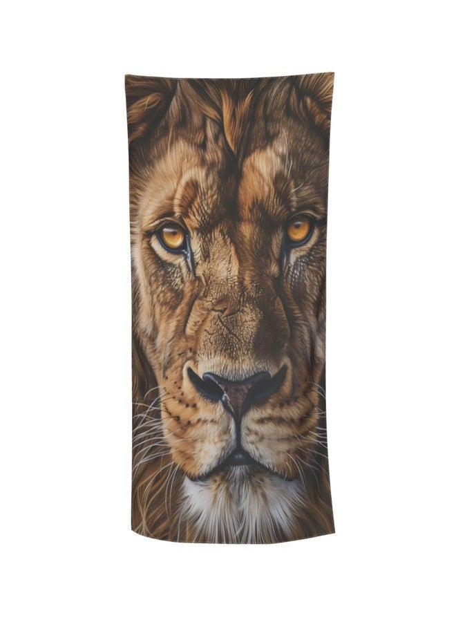 MIEPOS Cool Lion Beach Towel,32x52in,Quick-Dry Sand-Free Animal Bath Towels,Microfiber Lightweight for Travel Pool Yoga Beach Outdoor Activities Decor Accessories Gifts (Cool Lion Face) - Image 1